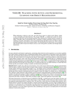 TAILOR: Teaching with Active and Incremental Learning for Object
  Registration