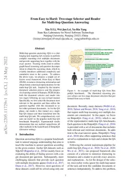 From Easy to Hard: Two-stage Selector and Reader for Multi-hop Question
  Answering