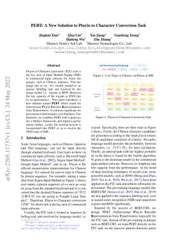 PERT: A New Solution to Pinyin to Character Conversion Task