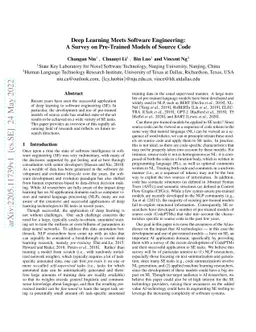 Deep Learning Meets Software Engineering: A Survey on Pre-Trained Models
  of Source Code