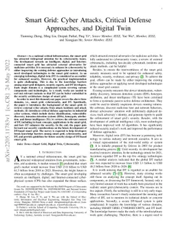 Smart Grid: Cyber Attacks, Critical Defense Approaches, and Digital Twin