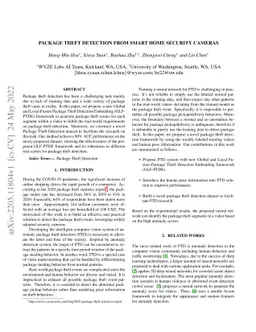 Package Theft Detection from Smart Home Security Cameras