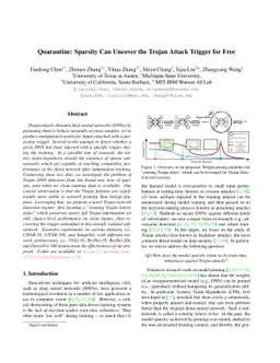 Quarantine: Sparsity Can Uncover the Trojan Attack Trigger for Free