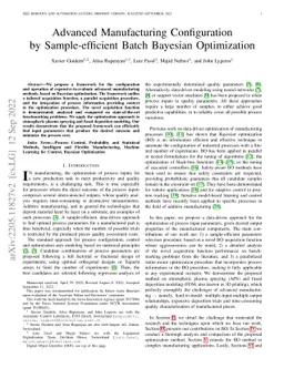 Advanced Manufacturing Configuration by Sample-efficient Batch Bayesian
  Optimization