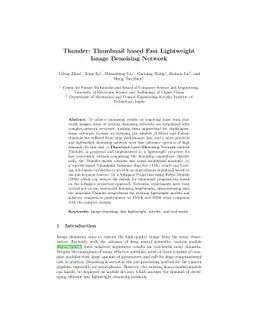 Thunder: Thumbnail based Fast Lightweight Image Denoising Network