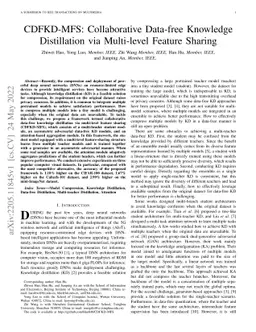 CDFKD-MFS: Collaborative Data-free Knowledge Distillation via
  Multi-level Feature Sharing