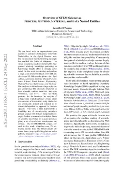 Overview of STEM Science as Process, Method, Material, and Data Named
  Entities