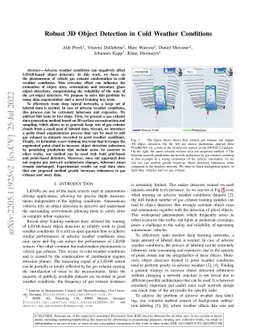 Robust 3D Object Detection in Cold Weather Conditions
