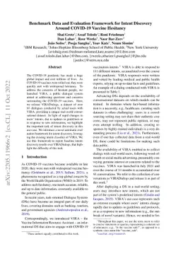 Benchmark Data and Evaluation Framework for Intent Discovery Around
  COVID-19 Vaccine Hesitancy