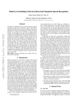 Multi-Level Modeling Units for End-to-End Mandarin Speech Recognition
