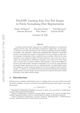 PatchNR: Learning from Very Few Images by Patch Normalizing Flow
  Regularization