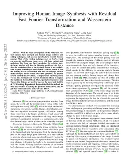 Improving Human Image Synthesis with Residual Fast Fourier
  Transformation and Wasserstein Distance