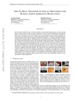 Sim-To-Real Transfer of Visual Grounding for Human-Aided Ambiguity
  Resolution