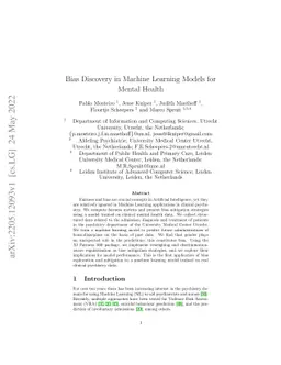 Bias Discovery in Machine Learning Models for Mental Health