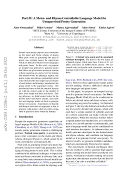 PoeLM: A Meter- and Rhyme-Controllable Language Model for Unsupervised
  Poetry Generation