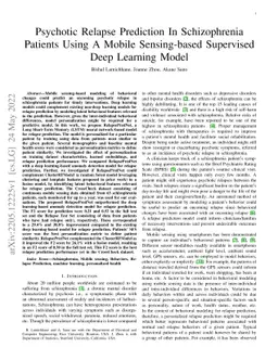 Psychotic Relapse Prediction in Schizophrenia Patients using A Mobile
  Sensing-based Supervised Deep Learning Model
