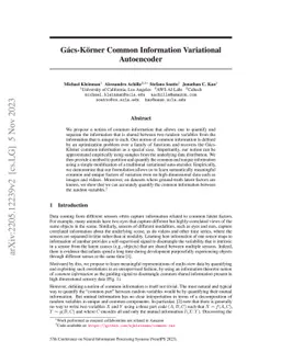 Gacs-Korner Common Information Variational Autoencoder