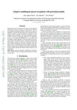 Adaptive multilingual speech recognition with pretrained models
