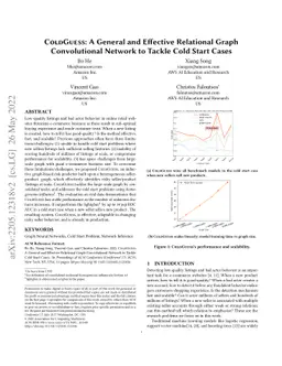ColdGuess: A General and Effective Relational Graph Convolutional
  Network to Tackle Cold Start Cases
