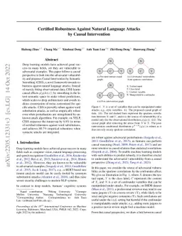 Certified Robustness Against Natural Language Attacks by Causal
  Intervention