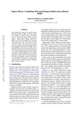 Sparse Mixers: Combining MoE and Mixing to build a more efficient BERT