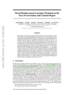 Tiered Reinforcement Learning: Pessimism in the Face of Uncertainty and
  Constant Regret