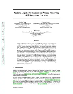 Additive Logistic Mechanism for Privacy-Preserving Self-Supervised
  Learning