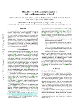FLEURS: Few-shot Learning Evaluation of Universal Representations of
  Speech