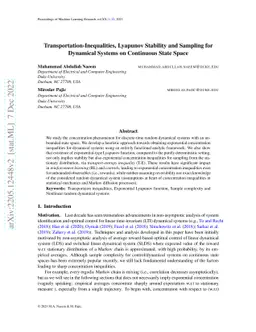 Transportation-Inequalities, Lyapunov Stability and Sampling for
  Dynamical Systems on Continuous State Space