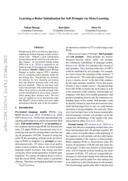 Learning a Better Initialization for Soft Prompts via Meta-Learning