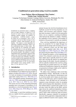 Conditional set generation using Seq2seq models