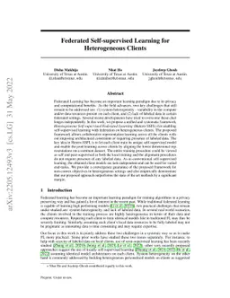 Federated Self-supervised Learning for Heterogeneous Clients