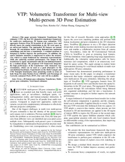 VTP: Volumetric Transformer for Multi-view Multi-person 3D Pose
  Estimation
