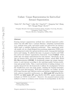UniInst: Unique Representation for End-to-End Instance Segmentation