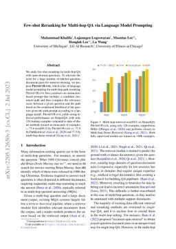 Few-shot Reranking for Multi-hop QA via Language Model Prompting