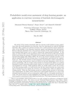 Probabilistic model-error assessment of deep learning proxies: an
  application to real-time inversion of borehole electromagnetic measurements