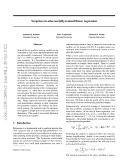 Surprises in adversarially-trained linear regression