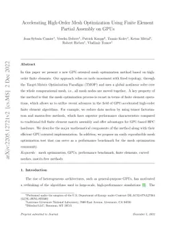 Accelerating High-Order Mesh Optimization Using Finite Element Partial
  Assembly on GPUs