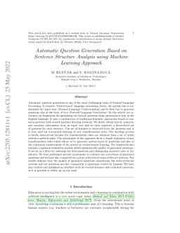 Automatic question generation based on sentence structure analysis using
  machine learning approach