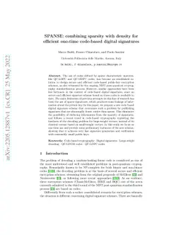 SPANSE: combining sparsity with density for efficient one-time
  code-based digital signatures