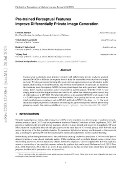 Pre-trained Perceptual Features Improve Differentially Private Image
  Generation