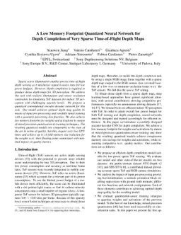 A Low Memory Footprint Quantized Neural Network for Depth Completion of
  Very Sparse Time-of-Flight Depth Maps