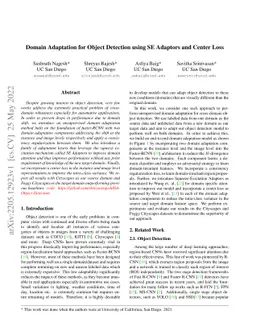Domain Adaptation for Object Detection using SE Adaptors and Center Loss
