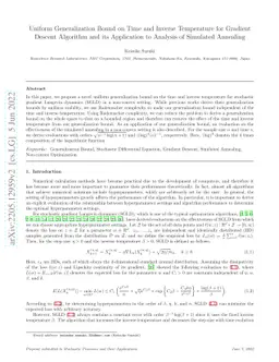 Uniform Generalization Bound on Time and Inverse Temperature for
  Gradient Descent Algorithm and its Application to Analysis of Simulated
  Annealing