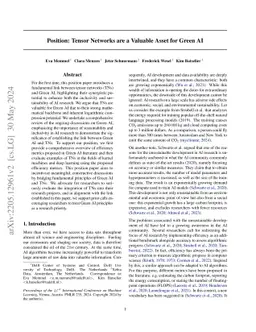 Position: Tensor Networks are a Valuable Asset for Green AI