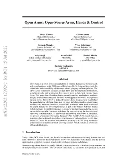 Open Arms: Open-Source Arms, Hands & Control