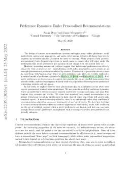 Preference Dynamics Under Personalized Recommendations