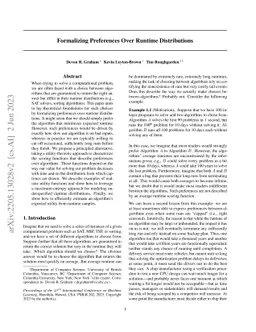 Formalizing Preferences Over Runtime Distributions