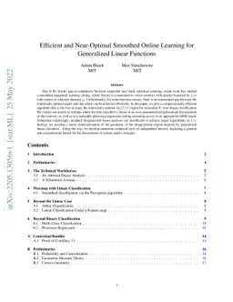 Efficient and Near-Optimal Smoothed Online Learning for Generalized
  Linear Functions