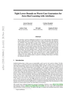 Tight Lower Bounds on Worst-Case Guarantees for Zero-Shot Learning with
  Attributes